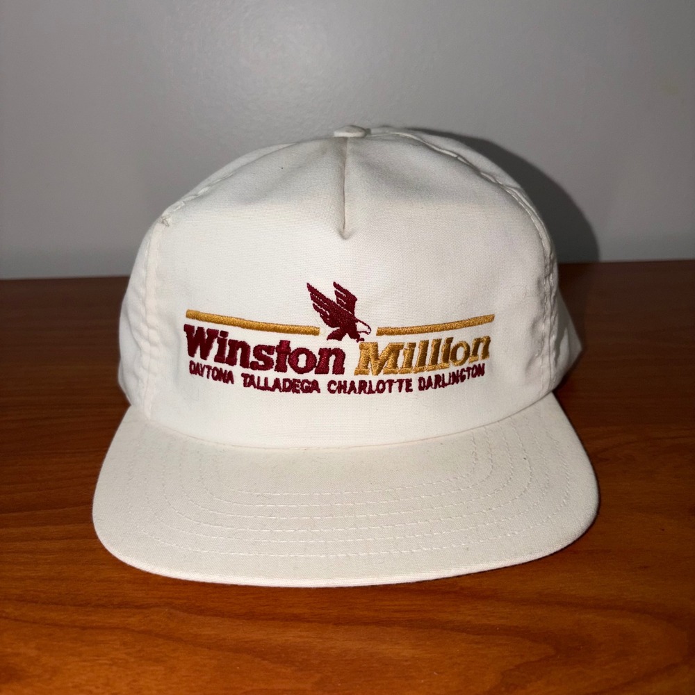 Vintage NASCAR Winston Million Snapback Hat White Made in USA Racing Cap